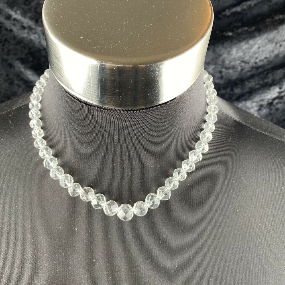 Vintage Takumi Womens Clear Crystal‎ Faceted Beaded Necklace with Box Japan - Picture 4 of 10